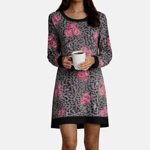 NWT Betsey Johnson So soft Sleep Dress Black Gray Pink Womens Sz M